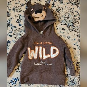 Artisan Brown Bear Hoodie with Wild Print